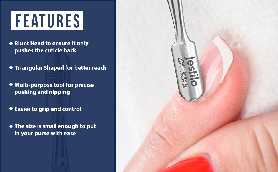Cuticle Pusher & UV Gel Nail Polish Remover Tool Set – Pack of 2 Stainless Steel Nail Art Tools