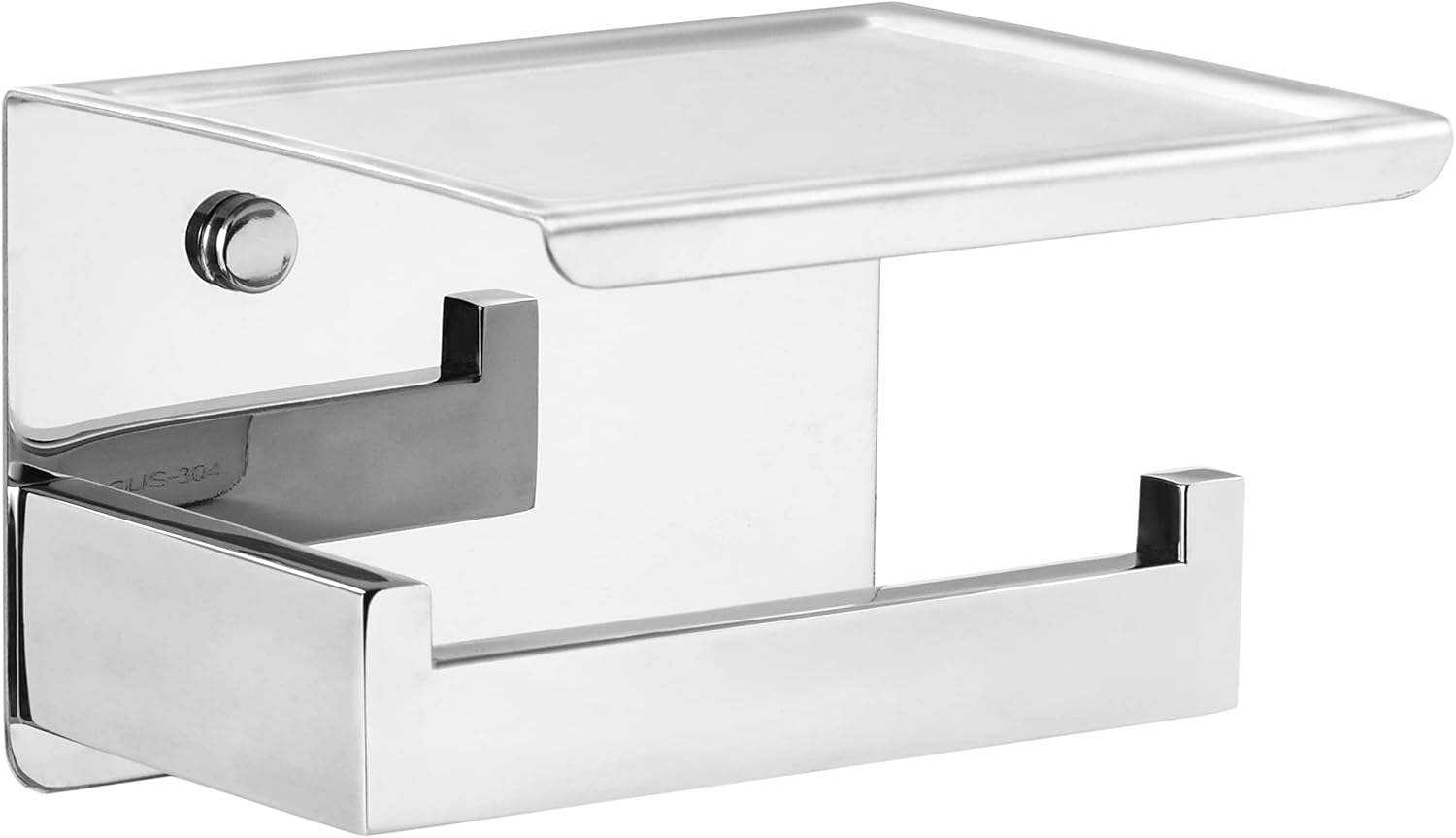 Toilet Paper Holder with Storage Shelf – Self Adhesive or Wall Mounted Matte Black Design