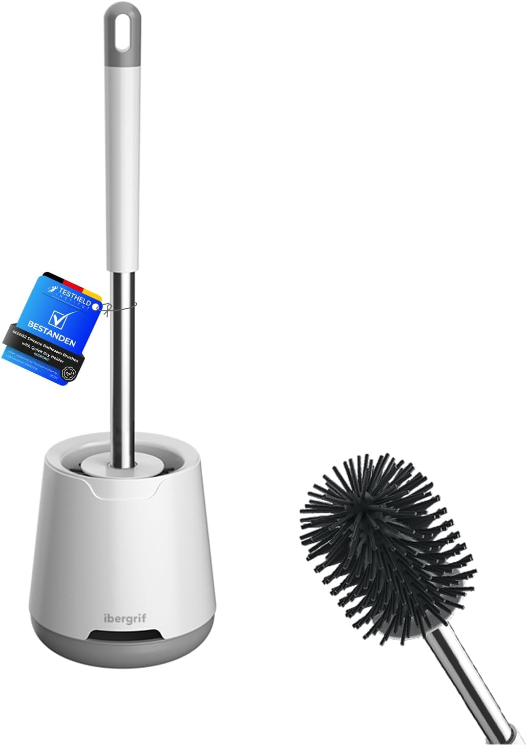 Silicone Toilet Brush & Holder Set – Deep Cleaning Toilet Brush with Quick-Dry Ventilated Holder