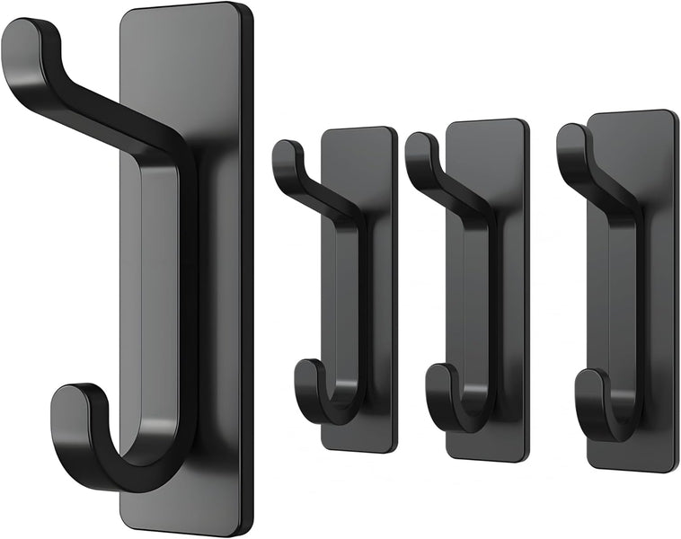 Peel and Stick Hanging Hooks – Heavy Duty 6KG Wall Hooks for Hats, Bags, Towels & Coats (4 Pack)