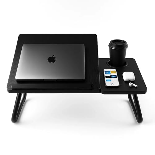 Foldable Laptop Bed Table with Cup Holder – Portable Laptop Desk for Bed, Sofa & Floor Use
