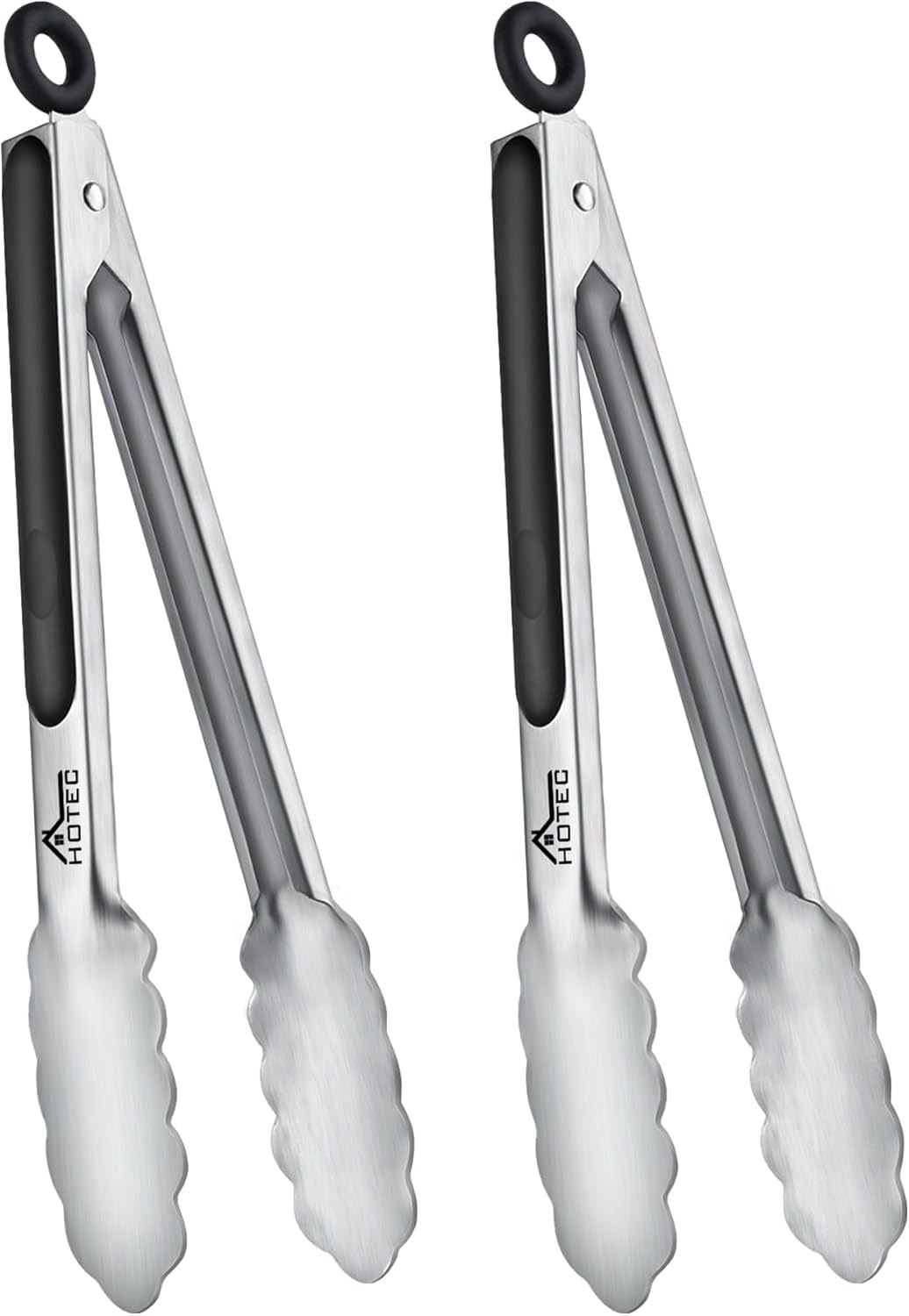 Stainless Steel Kitchen Tongs Set – 9" & 12" Locking Food Tongs with Non-Slip Silicone Grip
