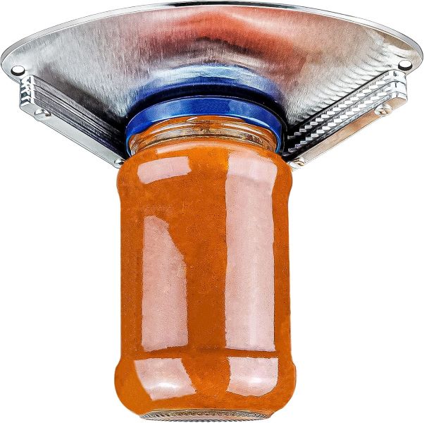 Stainless Steel Jar Opener for Seniors – Under Cabinet Easy-Grip Lid Opener for Weak Hands