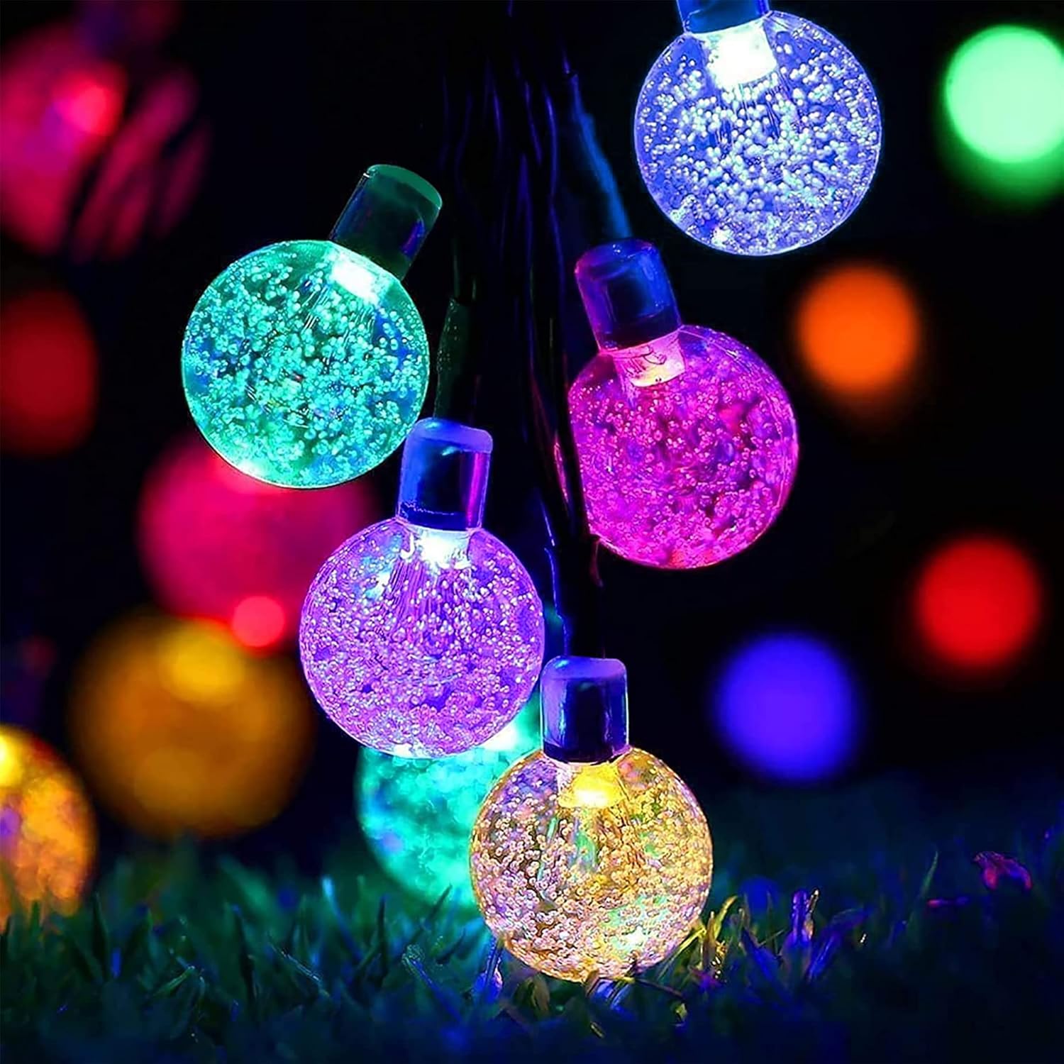 Solar Fairy Lights Outdoor Waterproof – 50 LED Multi-Colored Garden String Lights