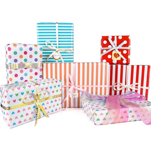 6 Sheets Polka Dot Gift Wrapping Paper – Colorful Birthday & Wedding Gift Wrap Set