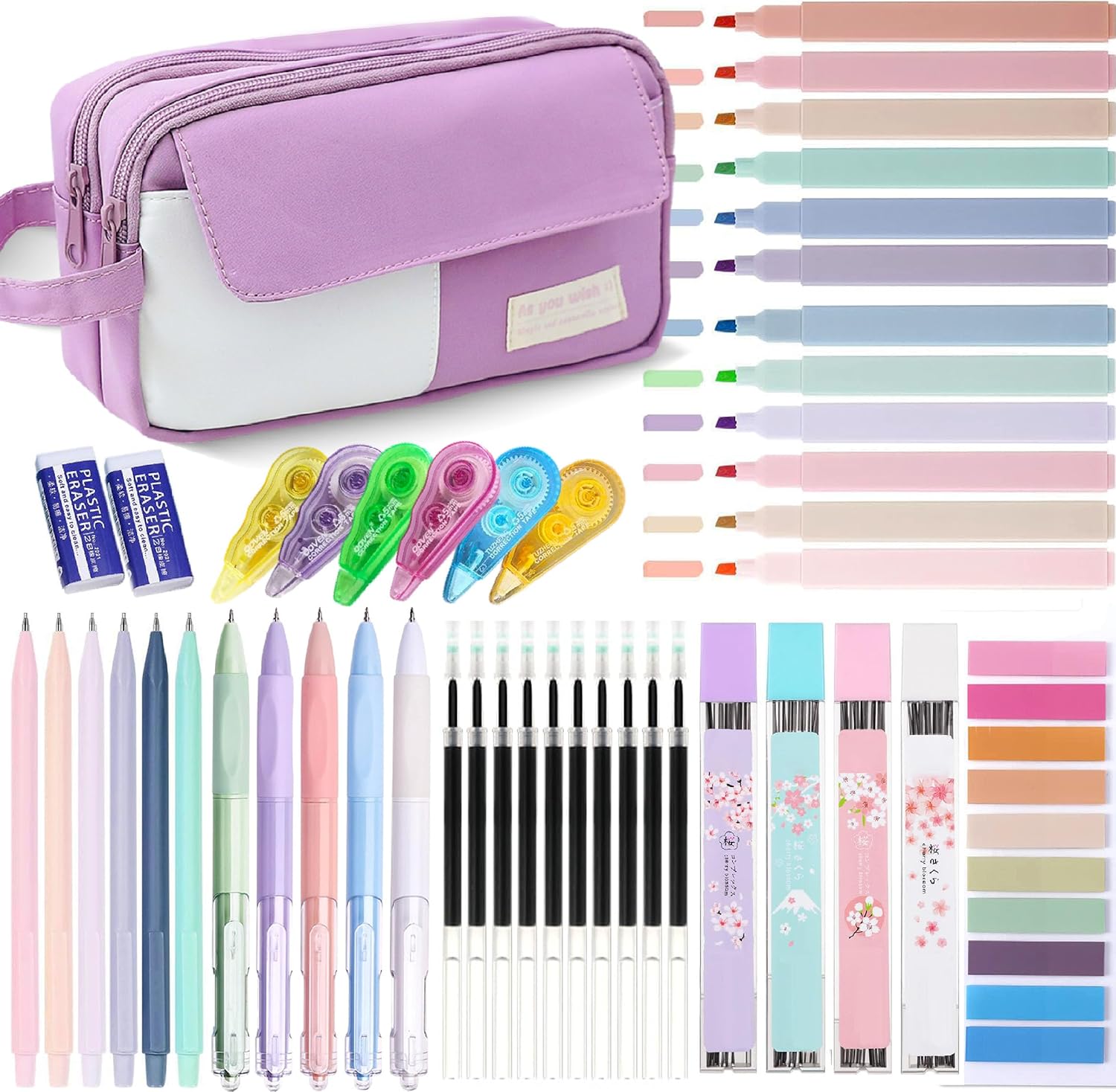 Aesthetic Stationery Set with High-Capacity Pencil Case – Cute School & Office Supplies- 42 Pcs