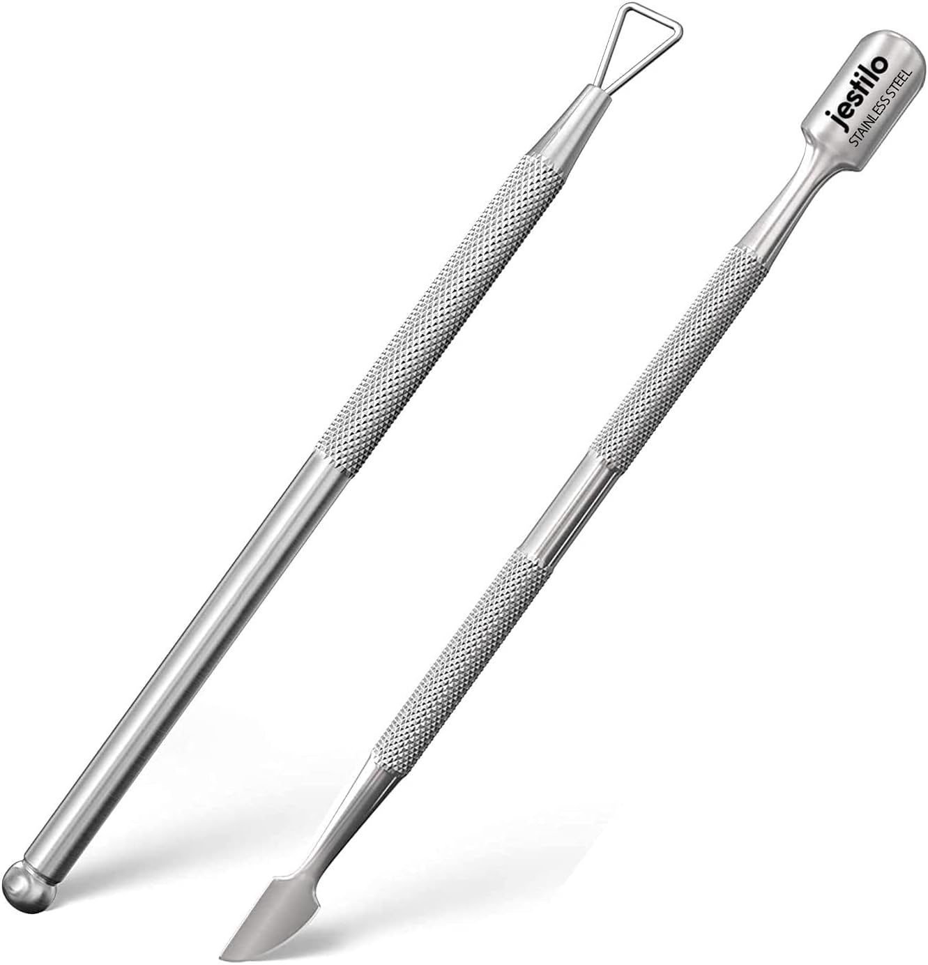 Cuticle Pusher & UV Gel Nail Polish Remover Tool Set – Pack of 2 Stainless Steel Nail Art Tools