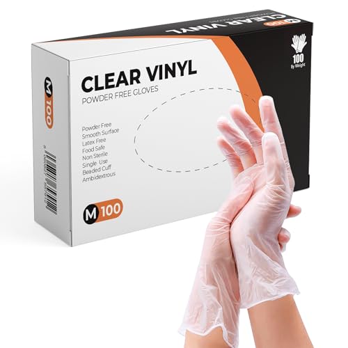 Clear Disposable Vinyl Gloves – Latex-Free Multipurpose Gloves, Pack of 100