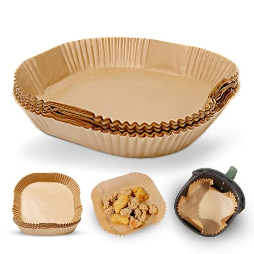 Disposable Air Fryer Liners 9” – Greaseproof Parchment Paper for Ninja, Tower & COSORI Air Fryers, Heat Resistant up to 220°C (50 Pieces)