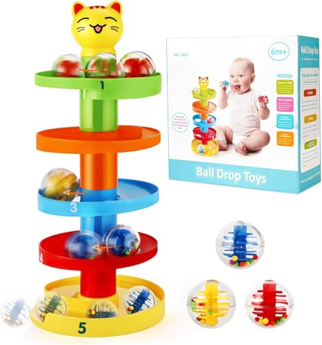 5 Layer Ball Drop Ramp Toy – Colorful Rolling Tower Educational Puzzle for Toddlers 1–2 Years