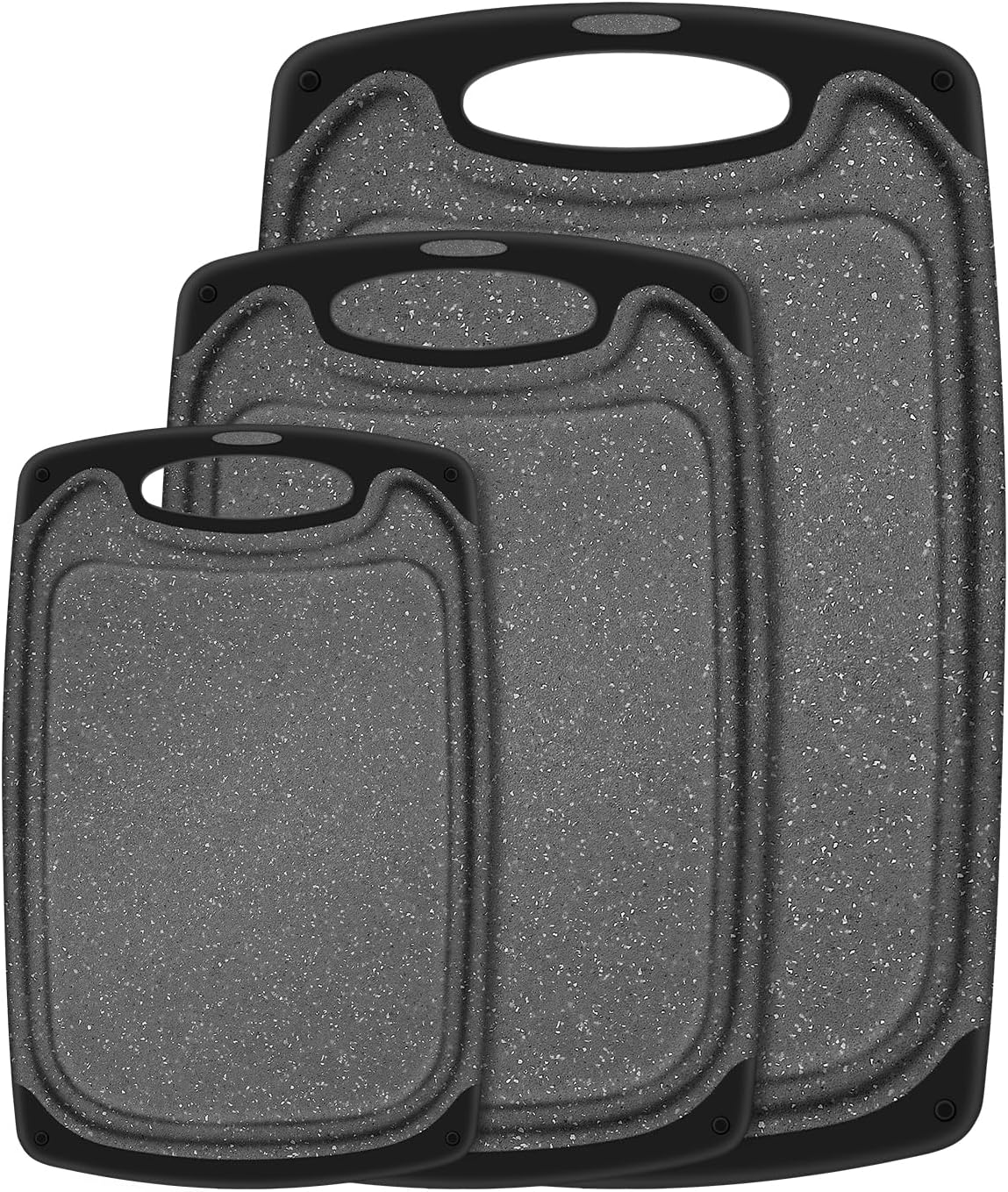 3-Piece Black Cutting Board Set – Dishwasher Safe Chopping Boards for Kitchen Food Prep