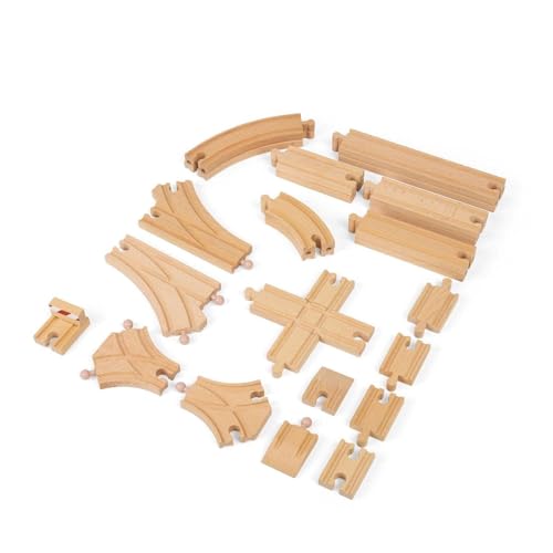 Wooden Train Track Expansion Pack – 25PCS Railway Track Set with Connectors (Ages 3+ Years)