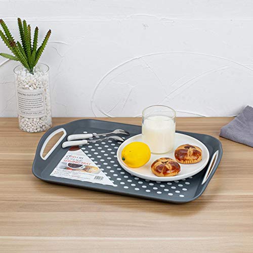 Multi-Purpose Serving Trays 2 Pack – Plastic Tea & Breakfast Trays with Non-Slip Surface