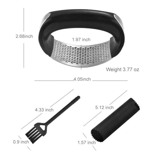 Easy-Squeeze Garlic Rocker – Stainless Steel Garlic Press for Crushing, Mincing & Chopping