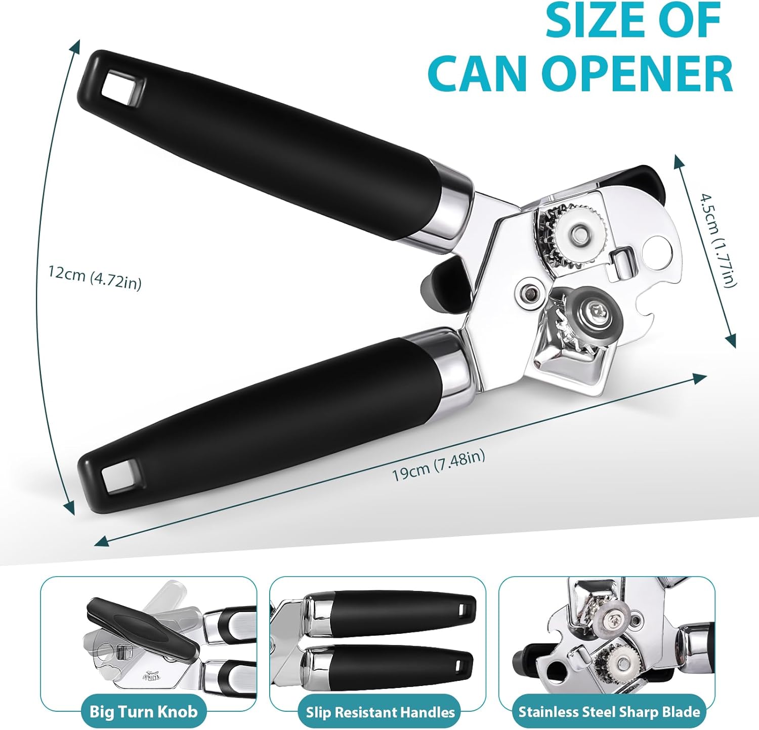 Multifunction Can Opener – Heavy Duty Handheld Tin Opener with Built-In Bottle Opener