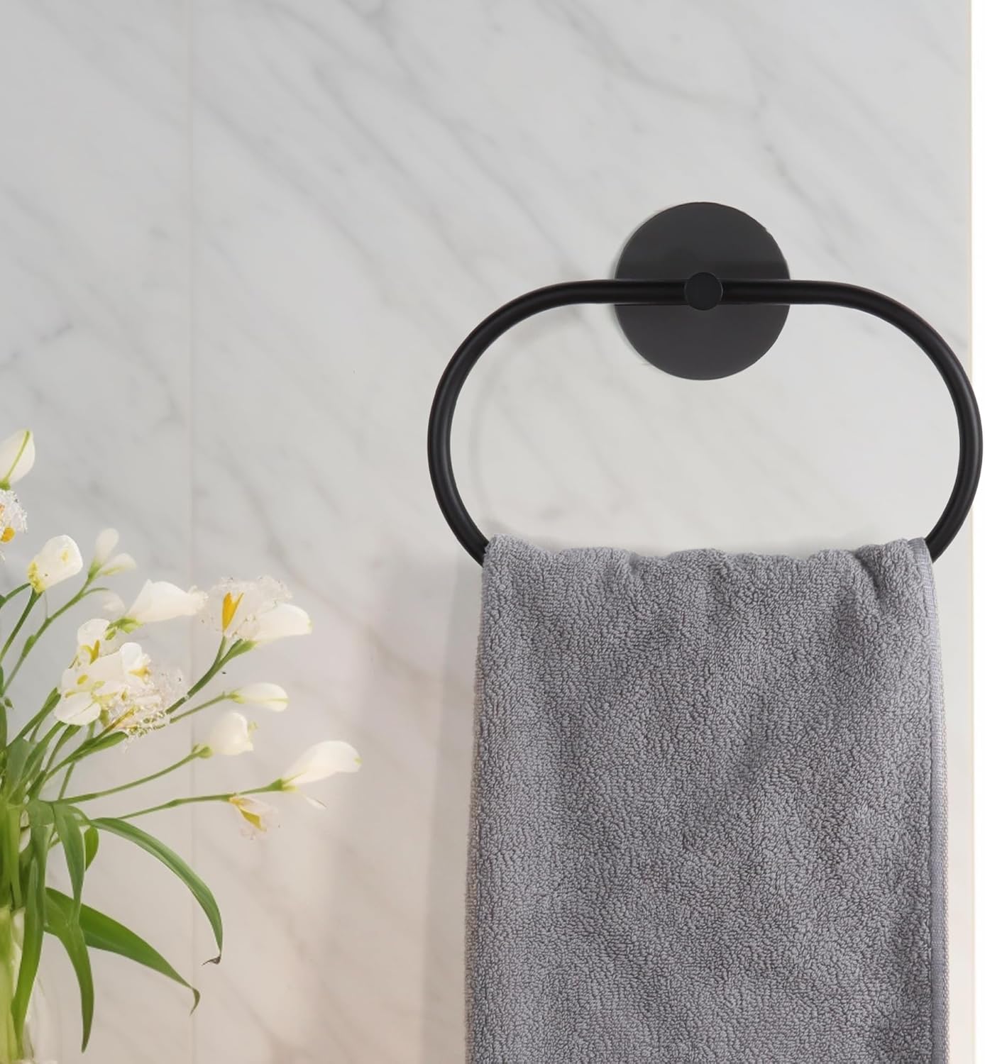 Stainless Steel Towel Holder – Self Stick Wall Mounted Towel Ring for Bath & Kitchen Use