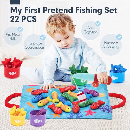 Montessori 10-in-1 Fabric Fishing Game – Sensory Learning Toy for 1–3 Year old
