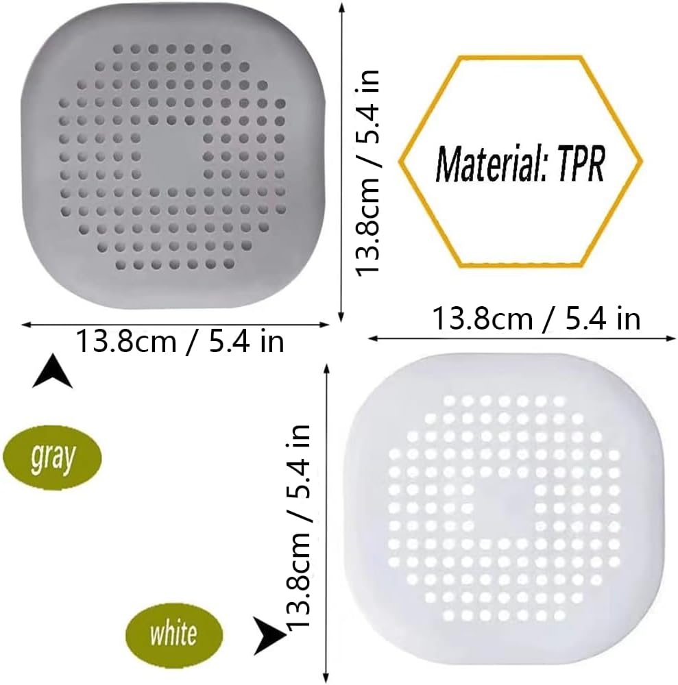 Silicone Drain Protector & Hair Catcher, Sink and Shower Strainer Covers with Suction Cups