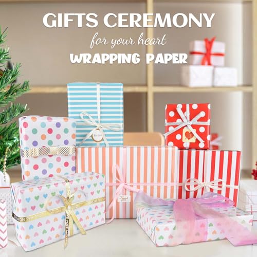 6 Sheets Polka Dot Gift Wrapping Paper – Colorful Birthday & Wedding Gift Wrap Set