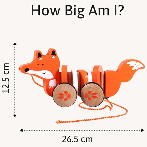 Wooden Pull Along Toy Felix the Fox – Sustainable Toddler Walking Toy (18 Months+)