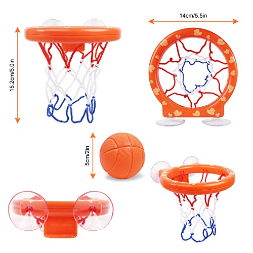 Baby Bath Toys – Bath Basketball Hoop; 5 Balls Set with Strong Suction Cup (3 onwards)
