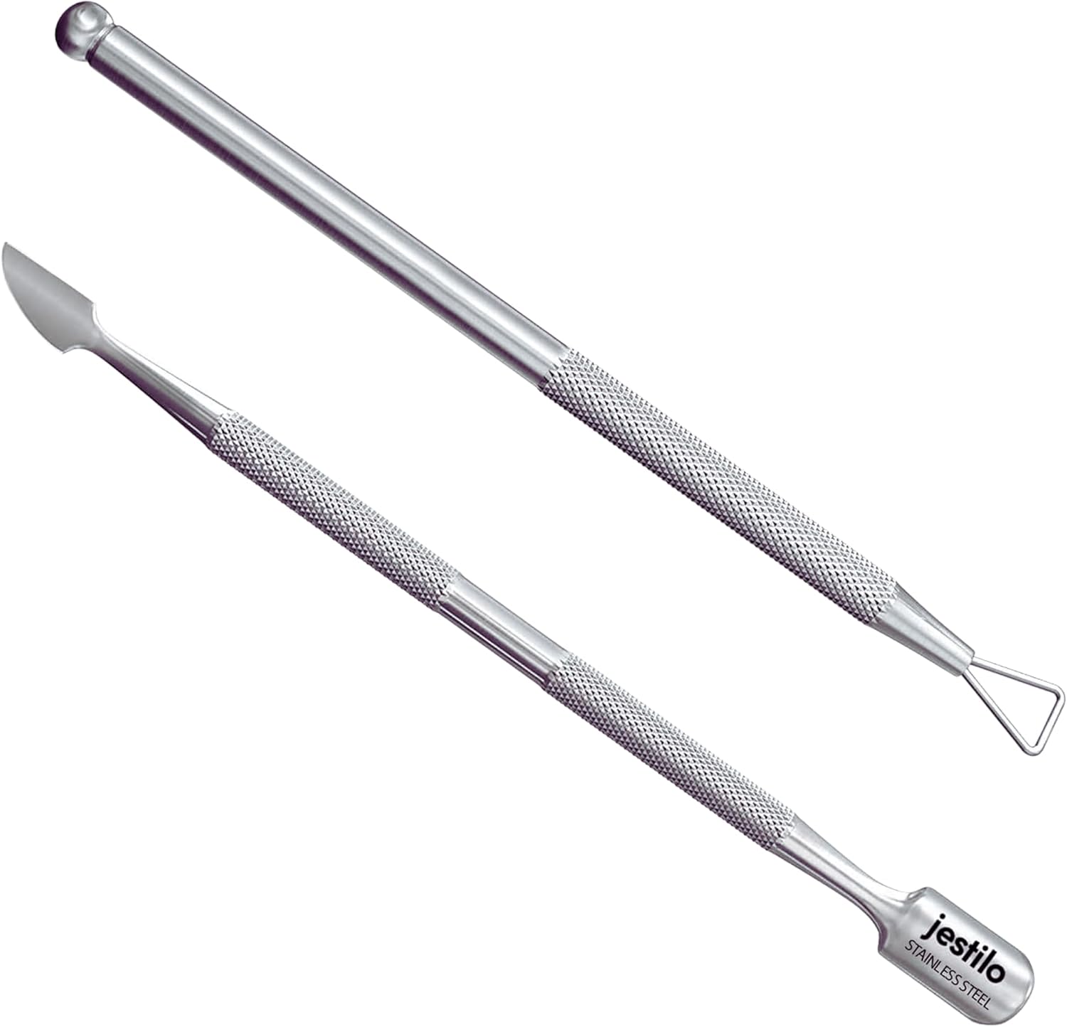 Cuticle Pusher & UV Gel Nail Polish Remover Tool Set – Pack of 2 Stainless Steel Nail Art Tools