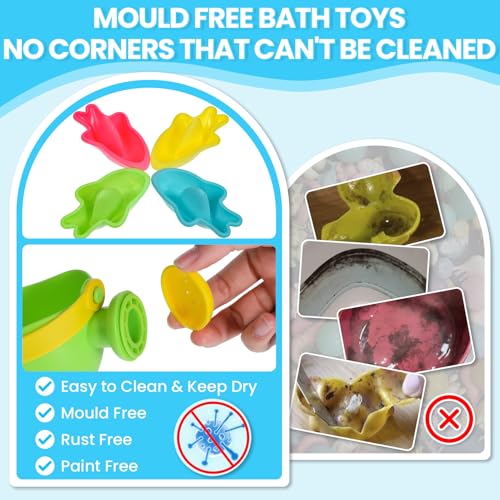 Baby Bath Toys 10PCS Mould Free Water Play Set – Watering Can, Boats, Cups & Water Wheel (Ages 1–4 Years)