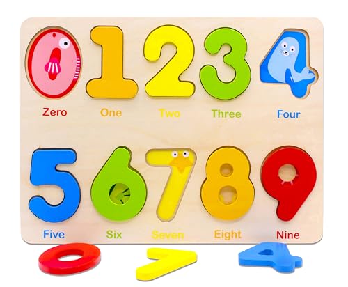 Wooden Number Puzzle – Toddler Learning Puzzle for Kids Ages 2–4 Years
