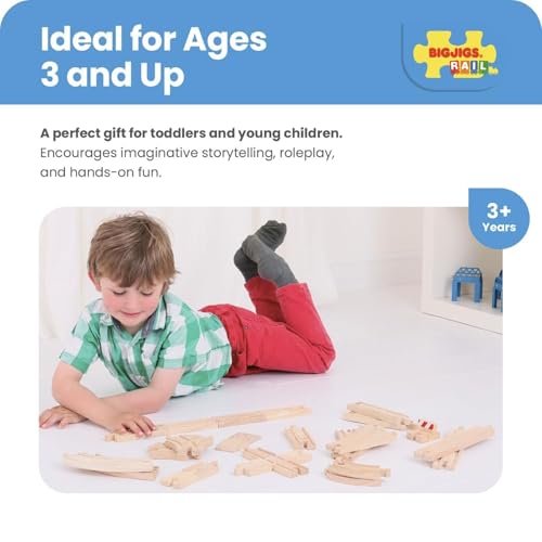 Wooden Train Track Expansion Pack – 25PCS Railway Track Set with Connectors (Ages 3+ Years)