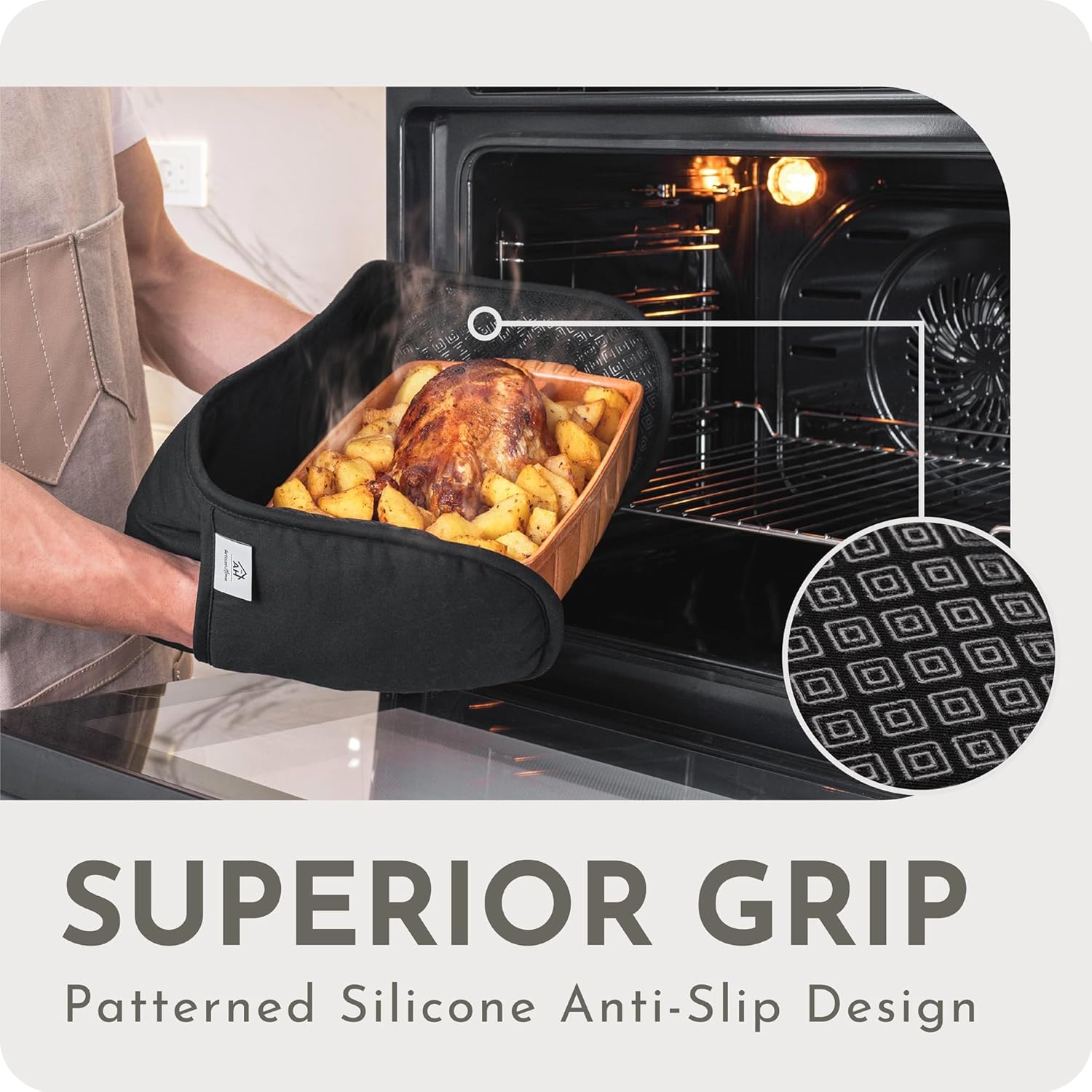 Premium Double Oven Mitts – Thick Silicone Grip Oven Gloves for Kitchen & BBQ Handling