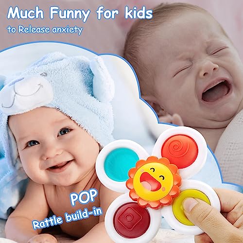 Toddler Bath Spinner Toys – Sensory Suction Cup Spinners for Windows, High Chairs & Bathtubs
