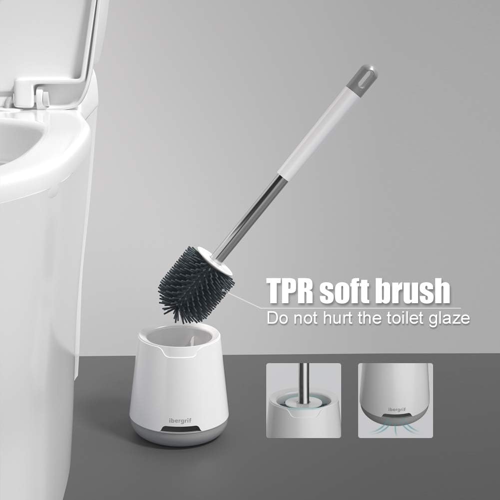 Silicone Toilet Brush & Holder Set – Deep Cleaning Toilet Brush with Quick-Dry Ventilated Holder
