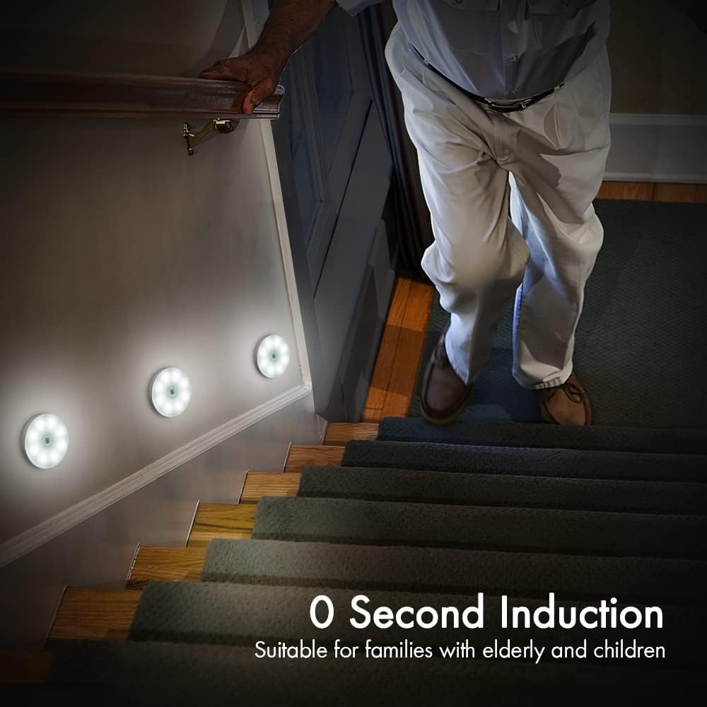 Motion Sensor LED Wall Lights, Rechargeable Wireless Indoor Night Lights, 6000K, 3-Pack