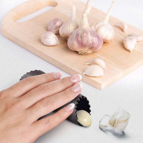 Easy-Squeeze Garlic Rocker – Stainless Steel Garlic Press for Crushing, Mincing & Chopping