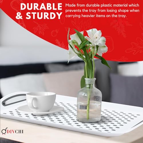 Multi-Purpose Serving Trays 2 Pack – Plastic Tea & Breakfast Trays with Non-Slip Surface