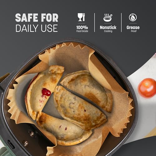 Disposable Air Fryer Liners 9” – Greaseproof Parchment Paper for Ninja, Tower & COSORI Air Fryers, Heat Resistant up to 220°C (50 Pieces)