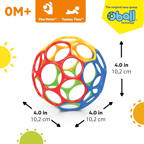 Oball Easy Grasp Classic Ball BPA-Free Infant Toy – 4 Inch Sensory Ball for Newborns
