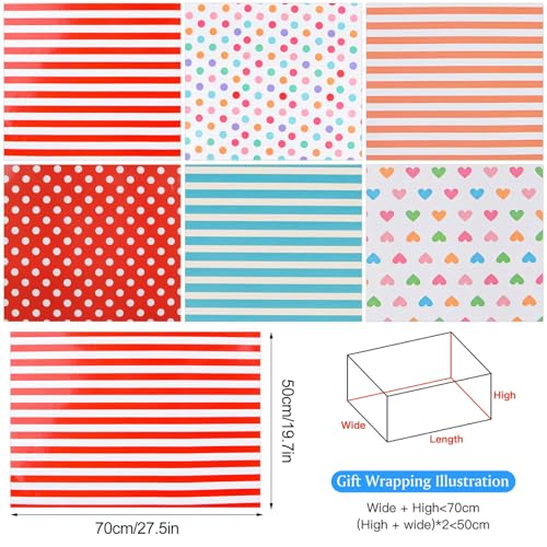 6 Sheets Polka Dot Gift Wrapping Paper – Colorful Birthday & Wedding Gift Wrap Set