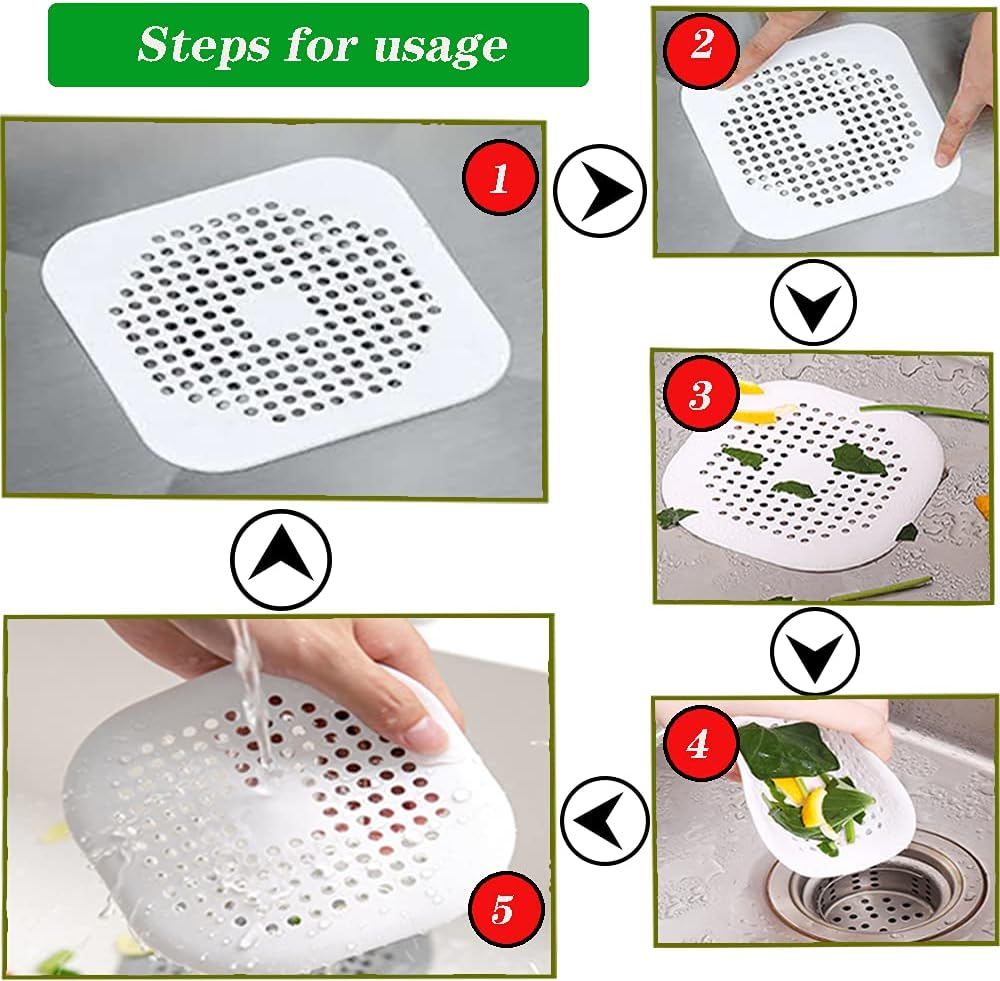 Silicone Drain Protector & Hair Catcher, Sink and Shower Strainer Covers with Suction Cups