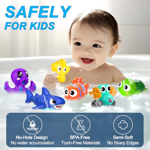 No Hole Mould Free Baby Bath Toys – Ocean Animal Set for Toddlers (6 Months–4 Years)