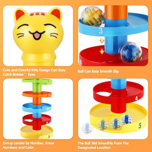 5 Layer Ball Drop Ramp Toy – Colorful Rolling Tower Educational Puzzle for Toddlers 1–2 Years