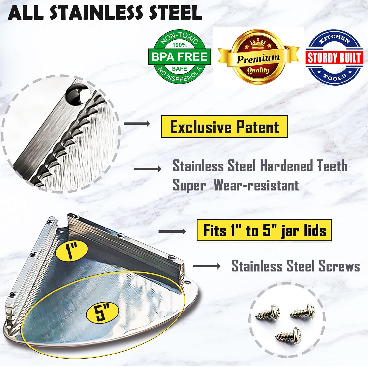 Stainless Steel Jar Opener for Seniors – Under Cabinet Easy-Grip Lid Opener for Weak Hands