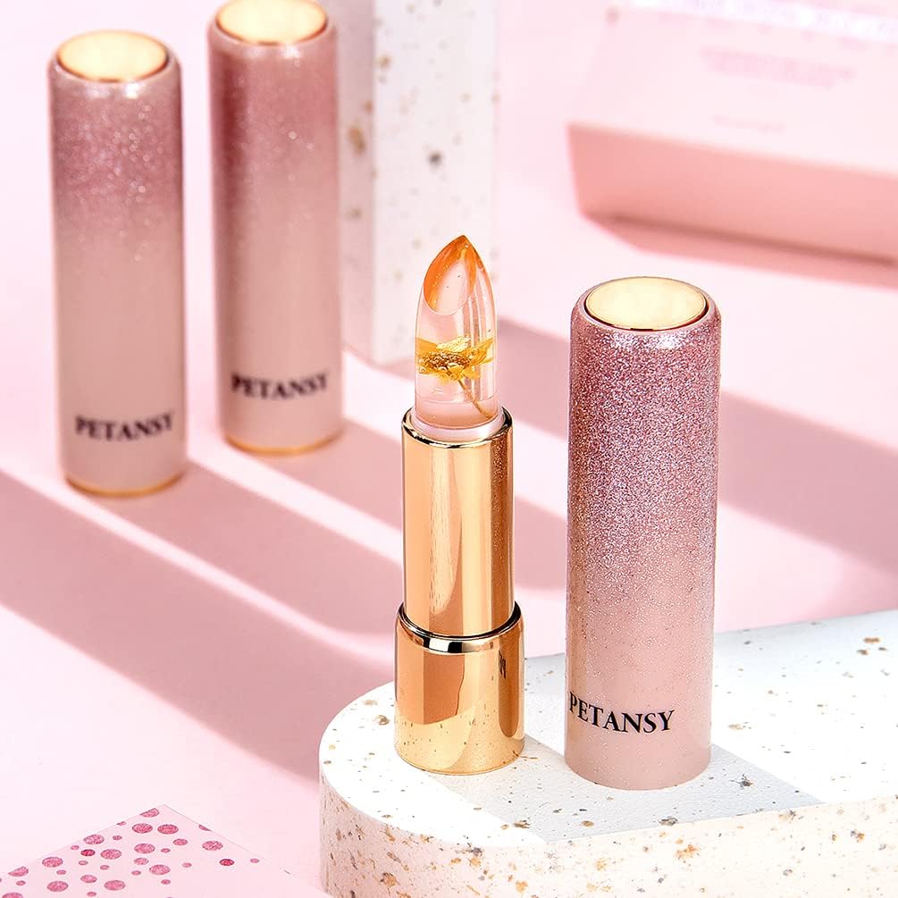 Crystal Jelly Flower Lipstick Set – 3 Pack Temperature-Changing Moisturizing Lip Balm