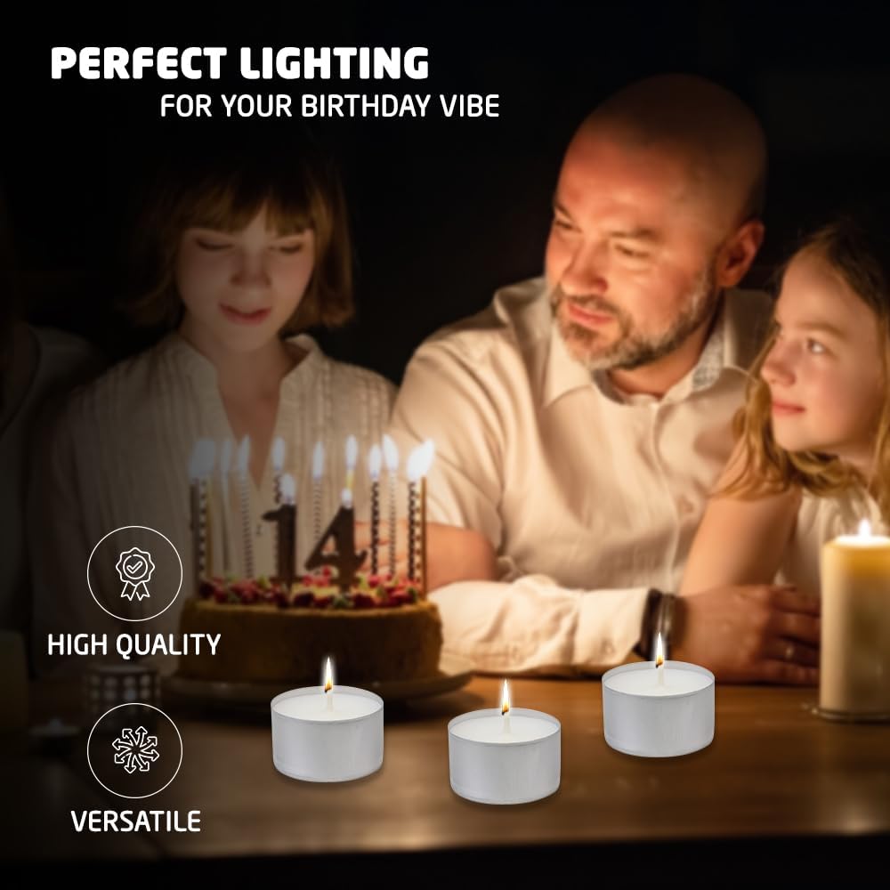 8 Hour Long Burn Unscented Tea Light Candles – Clean Cotton Wick | Pack of 10