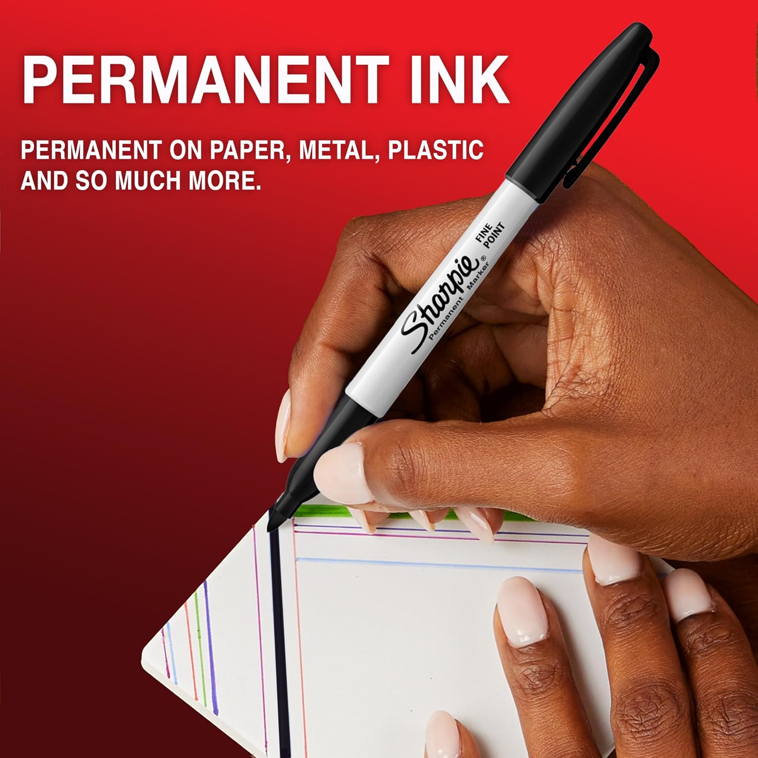 Permanent Markers Fine Point – Black Ink Marker Pens, 12 Pack