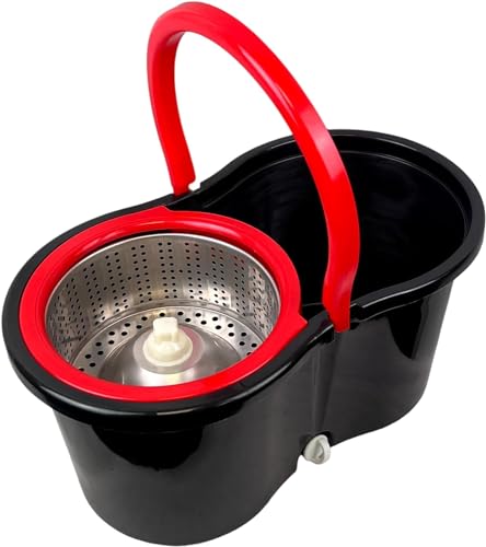Microfibre Spin Mop and Bucket – Adjustable Handle Floor Cleaning Set with Spin Dry System