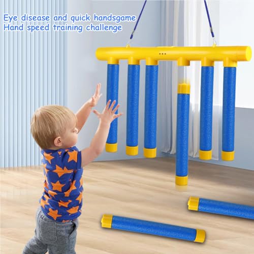 Catching Sticks Reaction Game – Adjustable 3-Speed Hand-Eye Coordination Challenge (6 Sticks)
