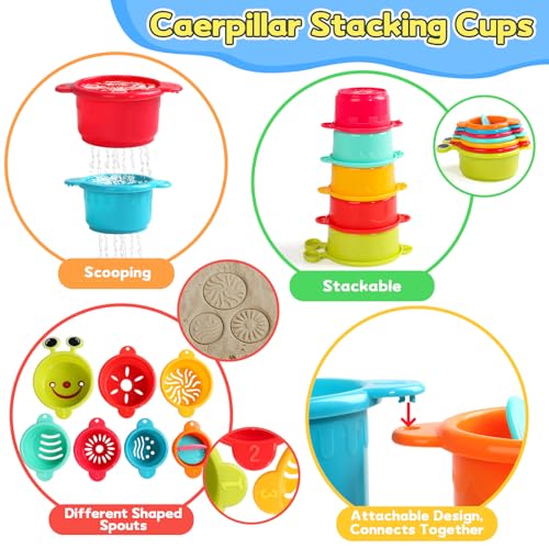 Baby Bath Toys Caterpillar Set – 13PCS Mould-Free Water Play Toys for 1–3 Year Old Boys & Girls