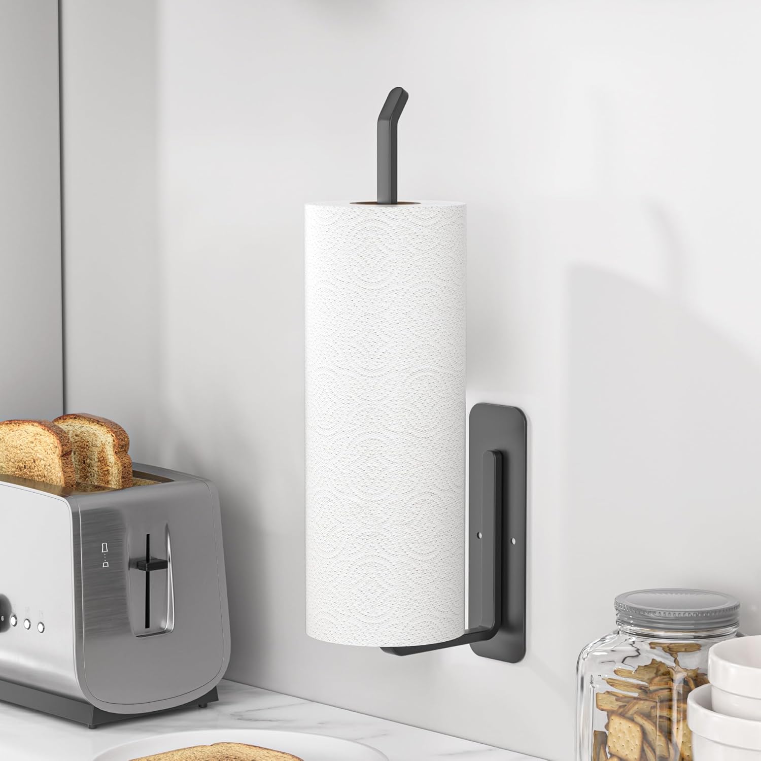 Under Cabinet Paper Towel Holder – Aluminum Alloy, Self-Adhesive or Drilled Mount