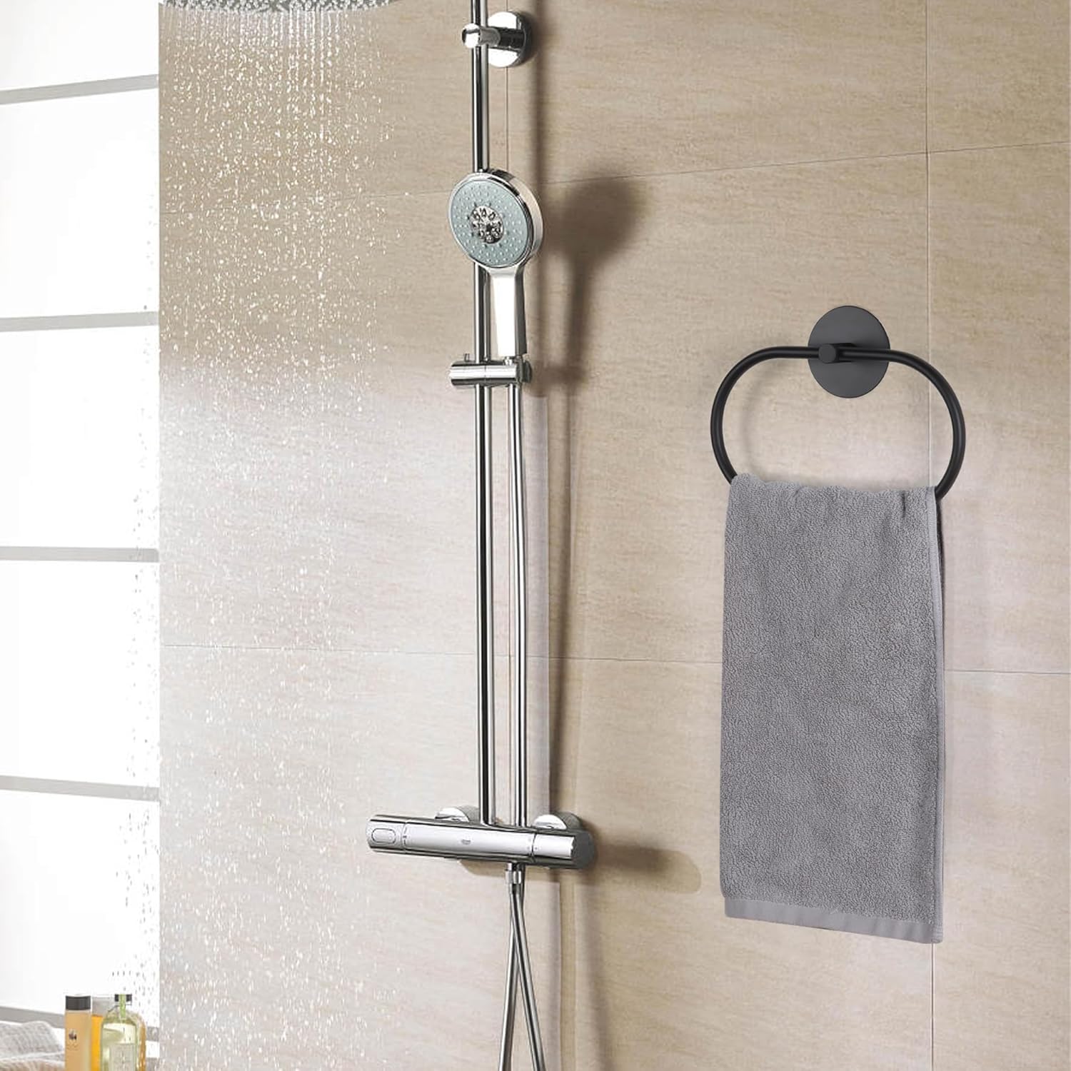 Stainless Steel Towel Holder – Self Stick Wall Mounted Towel Ring for Bath & Kitchen Use